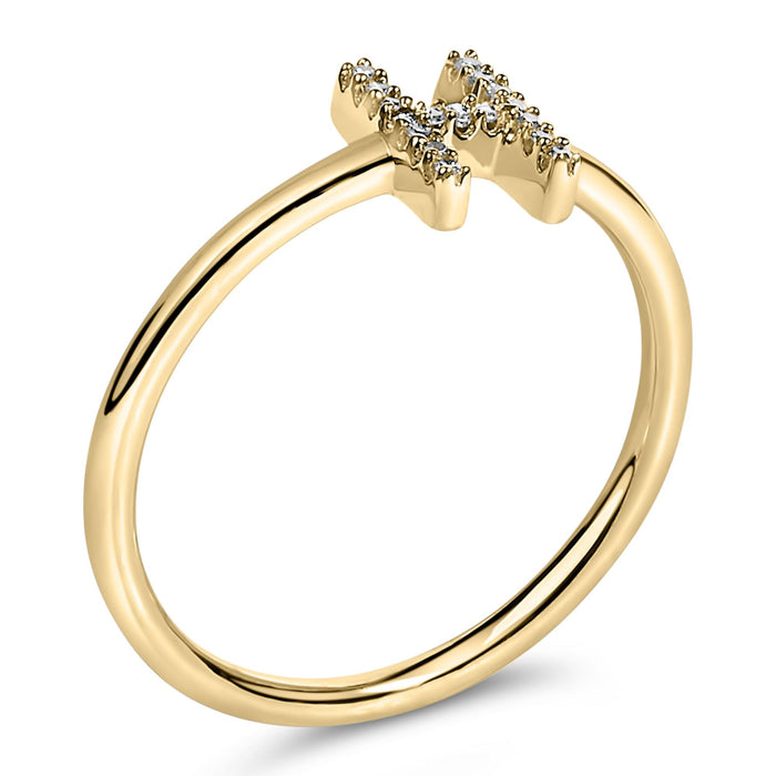 Diamond Accent Initial A-Z Ring in 10K Yellow Gold