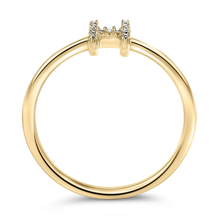 Diamond Accent Initial A-Z Ring in 10K Yellow Gold