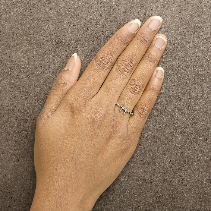 Diamond Accent Initial A-Z Ring in 10K Yellow Gold