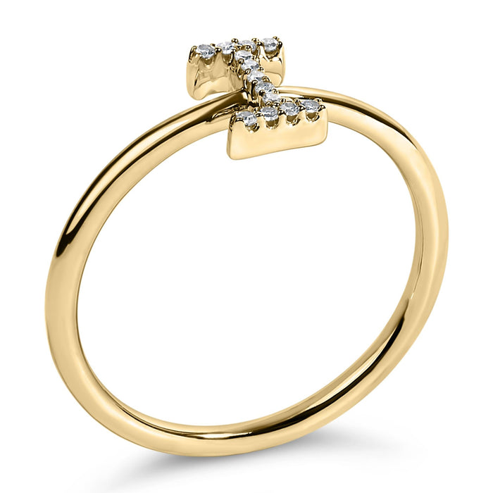 Diamond Accent Initial A-Z Ring in 10K Yellow Gold