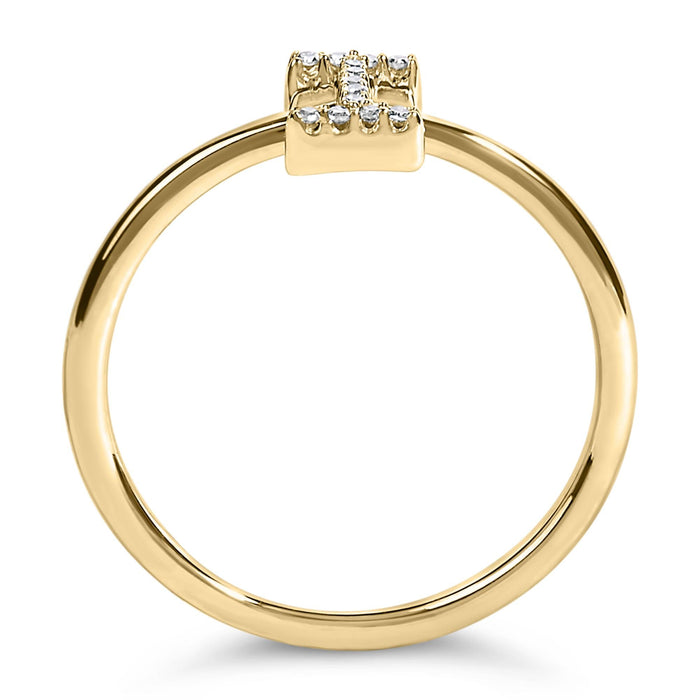 Diamond Accent Initial A-Z Ring in 10K Yellow Gold