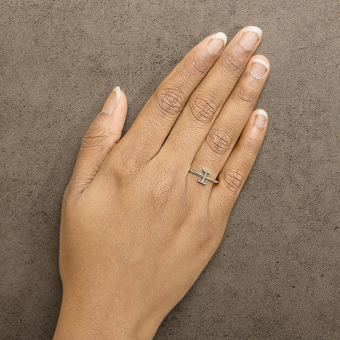 Diamond Accent Initial A-Z Ring in 10K Yellow Gold
