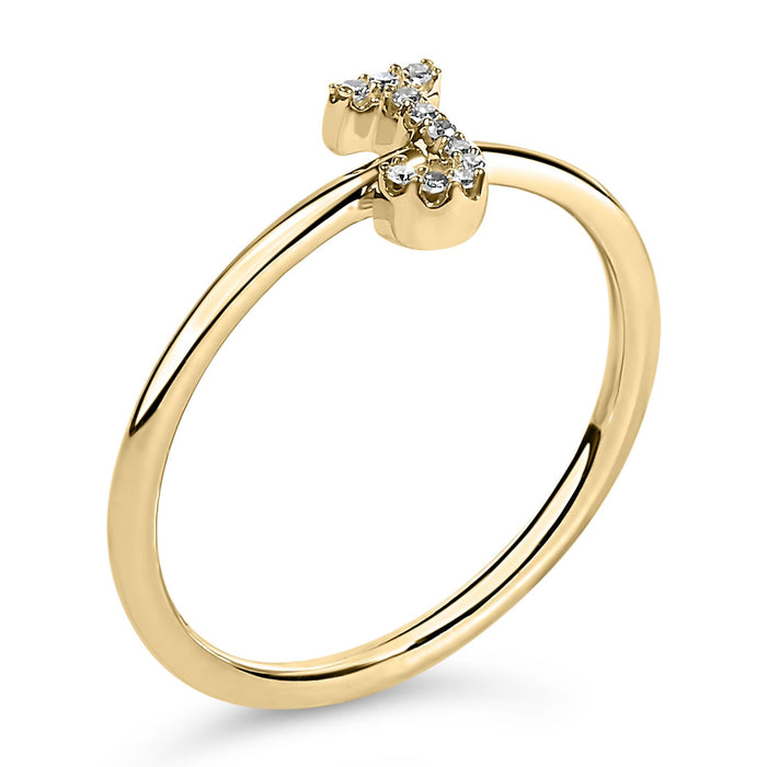 Diamond Accent Initial A-Z Ring in 10K Yellow Gold
