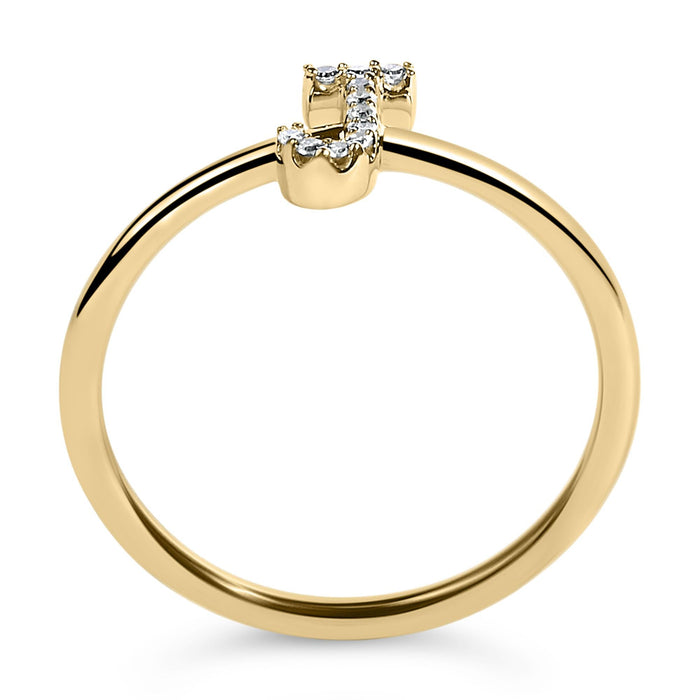 Diamond Accent Initial A-Z Ring in 10K Yellow Gold