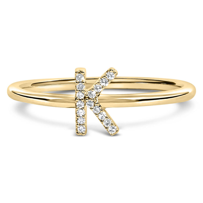 Diamond Accent Initial A-Z Ring in 10K Yellow Gold, photo 16