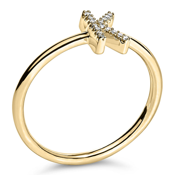 Diamond Accent Initial A-Z Ring in 10K Yellow Gold