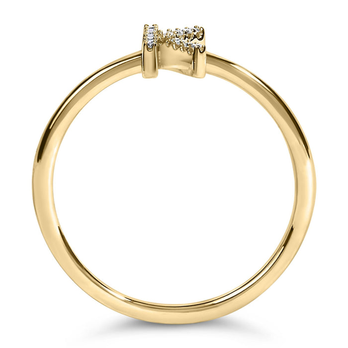 Diamond Accent Initial A-Z Ring in 10K Yellow Gold