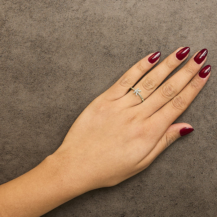 Diamond Accent Initial A-Z Ring in 10K Yellow Gold