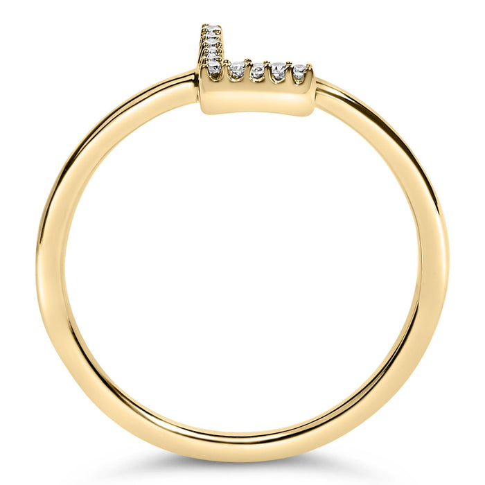 Diamond Accent Initial A-Z Ring in 10K Yellow Gold