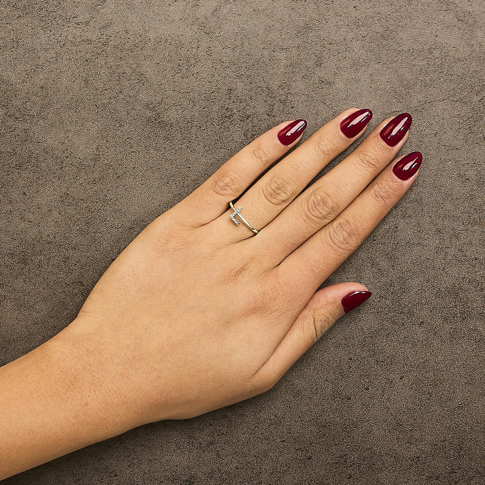 Diamond Accent Initial A-Z Ring in 10K Yellow Gold