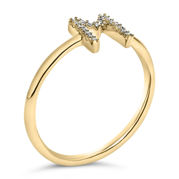 Diamond Accent Initial A-Z Ring in 10K Yellow Gold