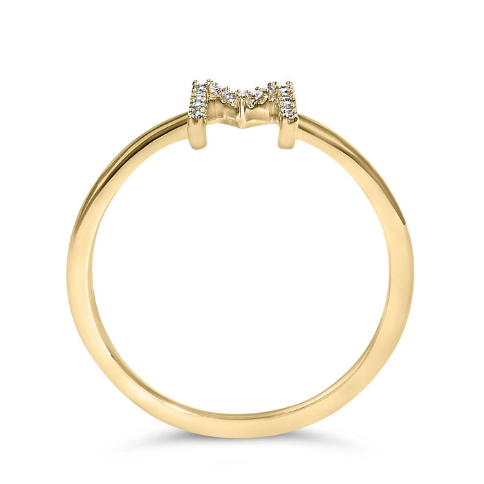 Diamond Accent Initial A-Z Ring in 10K Yellow Gold