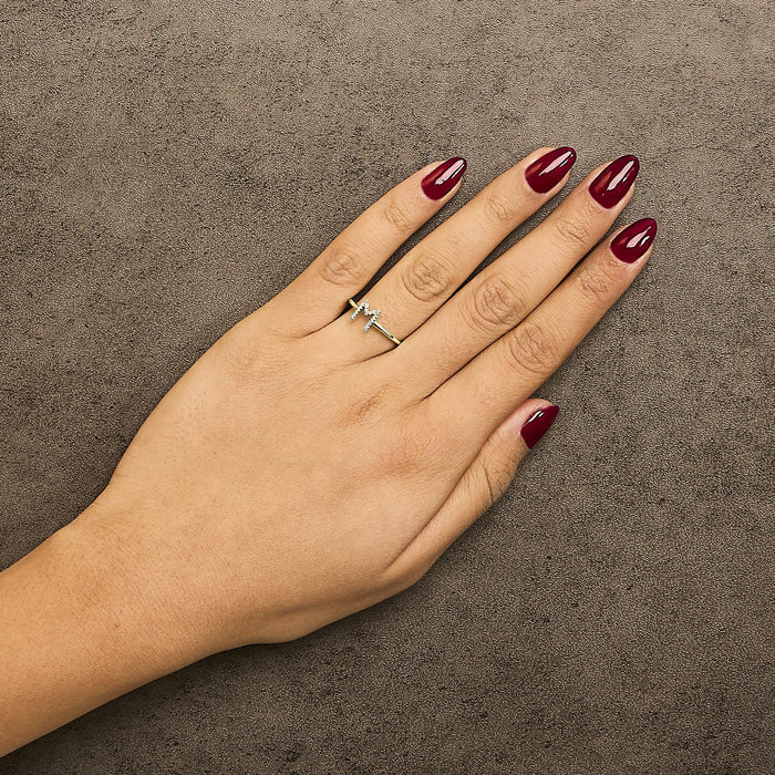 Diamond Accent Initial A-Z Ring in 10K Yellow Gold
