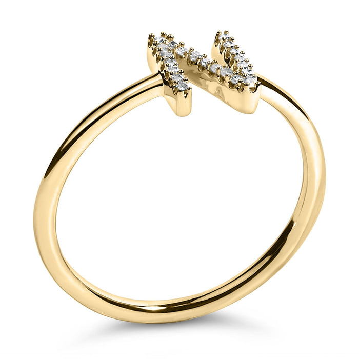 Diamond Accent Initial A-Z Ring in 10K Yellow Gold