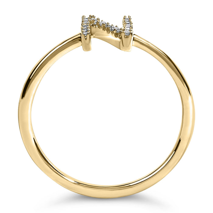 Diamond Accent Initial A-Z Ring in 10K Yellow Gold