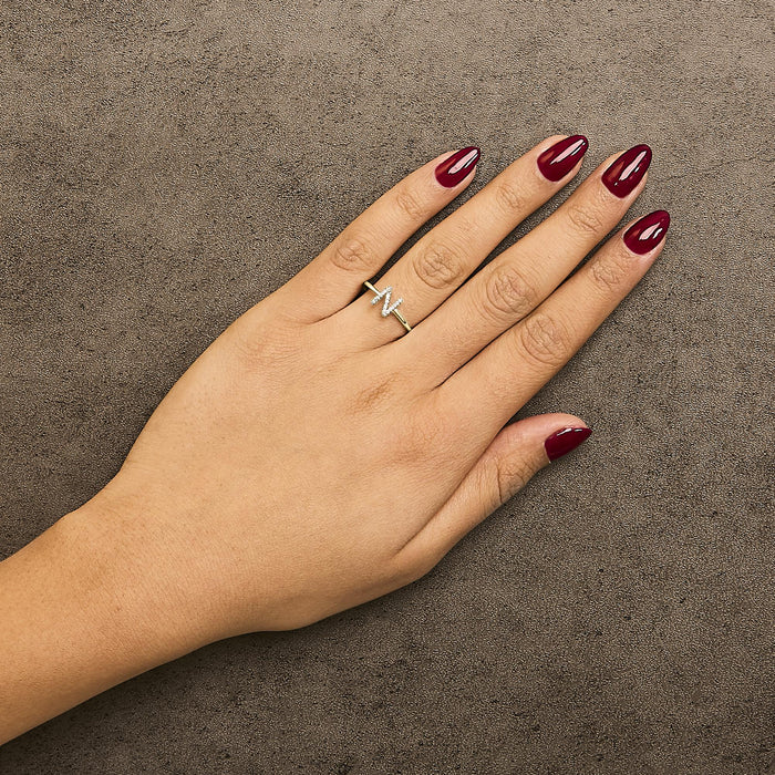 Diamond Accent Initial A-Z Ring in 10K Yellow Gold