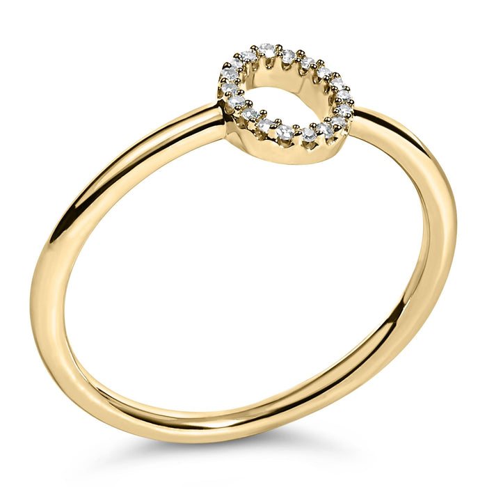 Diamond Accent Initial A-Z Ring in 10K Yellow Gold