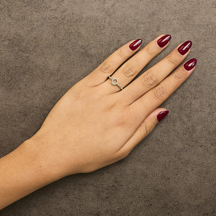 Diamond Accent Initial A-Z Ring in 10K Yellow Gold