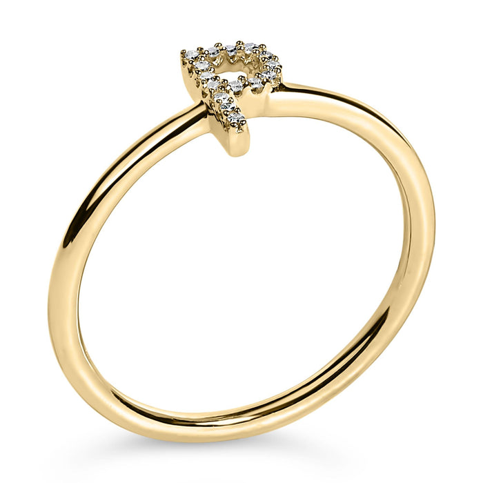 Diamond Accent Initial A-Z Ring in 10K Yellow Gold