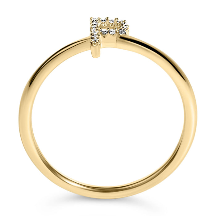 Diamond Accent Initial A-Z Ring in 10K Yellow Gold