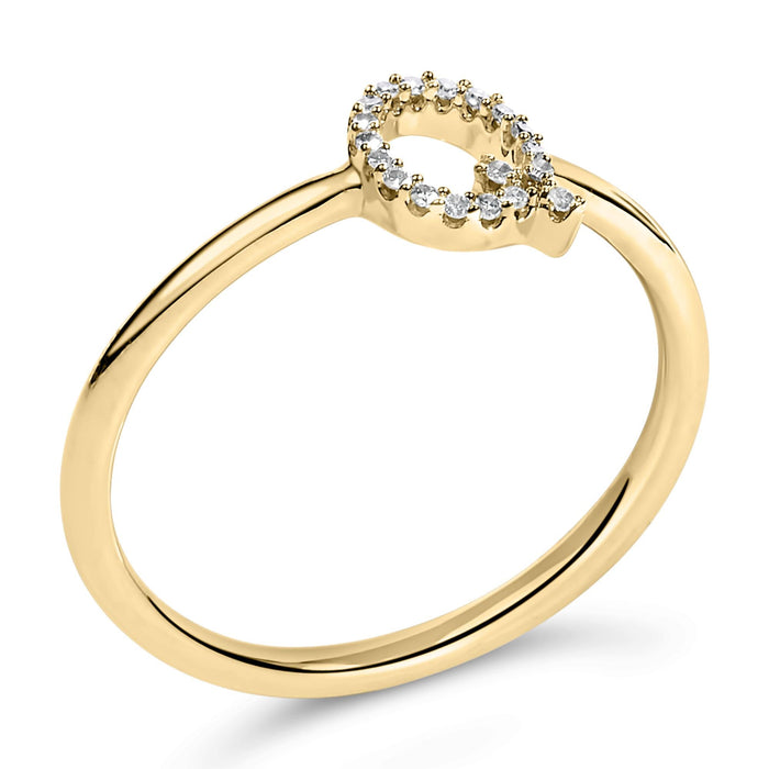 Diamond Accent Initial A-Z Ring in 10K Yellow Gold