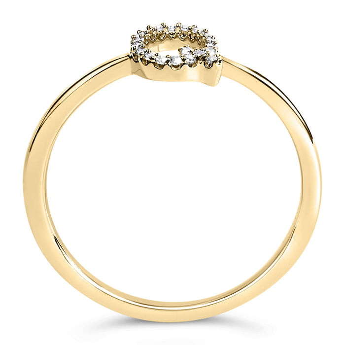 Diamond Accent Initial A-Z Ring in 10K Yellow Gold