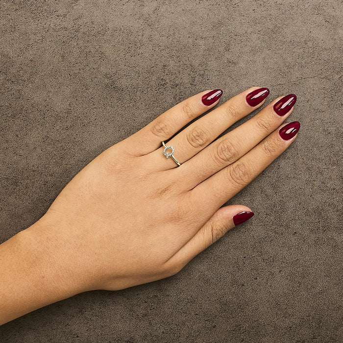 Diamond Accent Initial A-Z Ring in 10K Yellow Gold