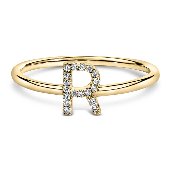 Diamond Accent Initial A-Z Ring in 10K Yellow Gold, photo 9