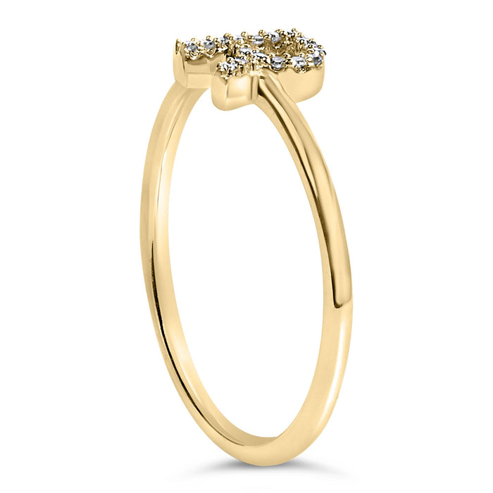 Diamond Accent Initial A-Z Ring in 10K Yellow Gold
