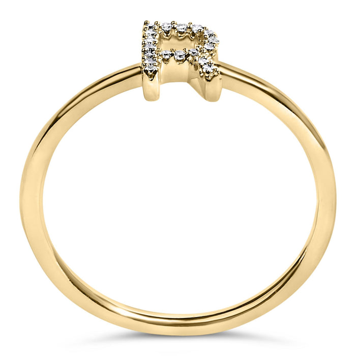 Diamond Accent Initial A-Z Ring in 10K Yellow Gold