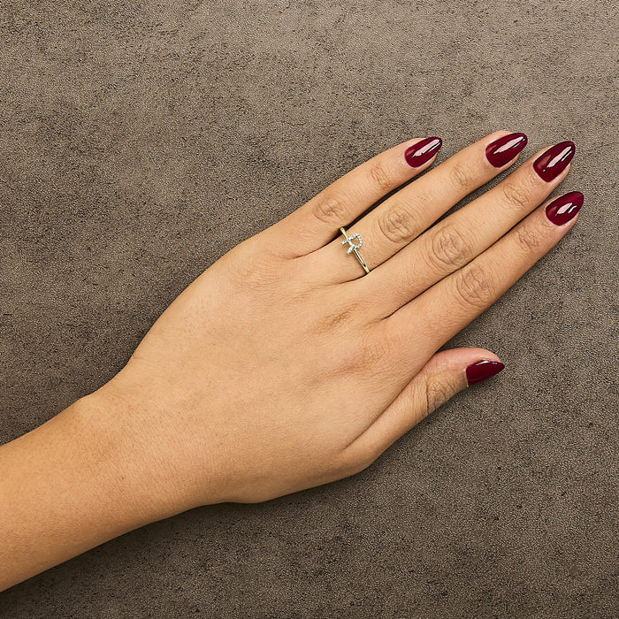 Diamond Accent Initial A-Z Ring in 10K Yellow Gold