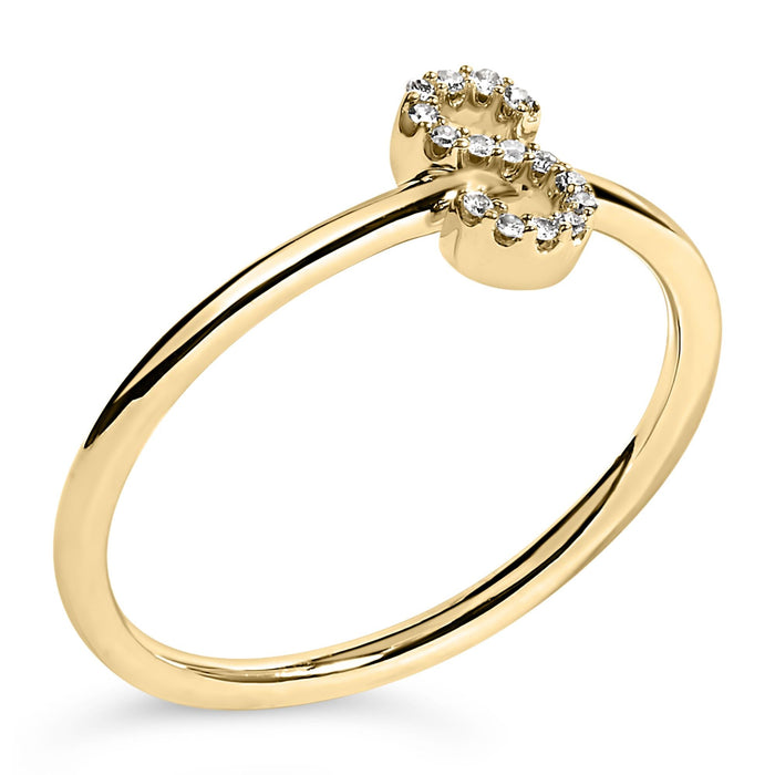 Diamond Accent Initial A-Z Ring in 10K Yellow Gold