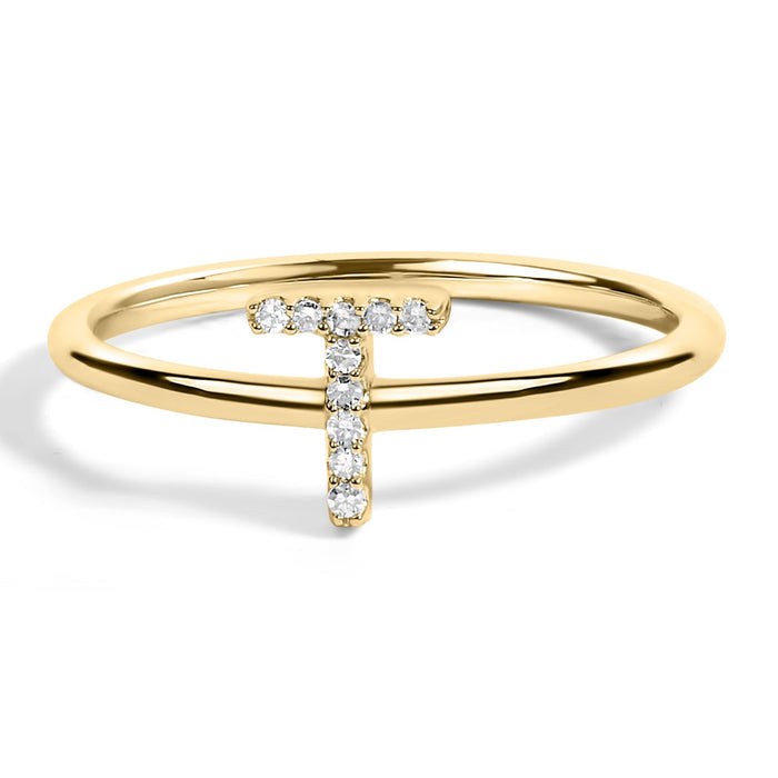 Diamond Accent Initial A-Z Ring in 10K Yellow Gold, photo 7