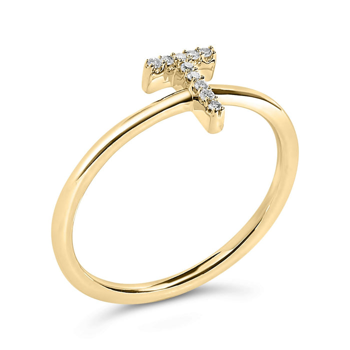 Diamond Accent Initial A-Z Ring in 10K Yellow Gold