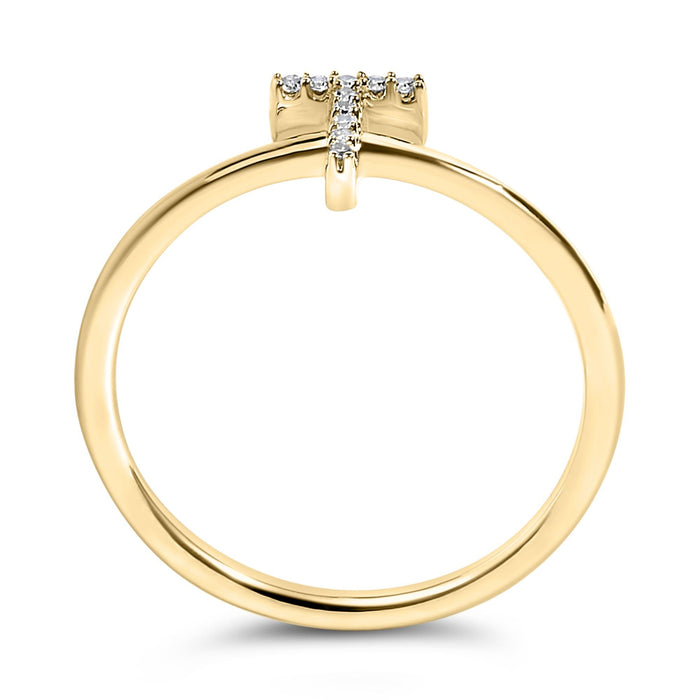 Diamond Accent Initial A-Z Ring in 10K Yellow Gold