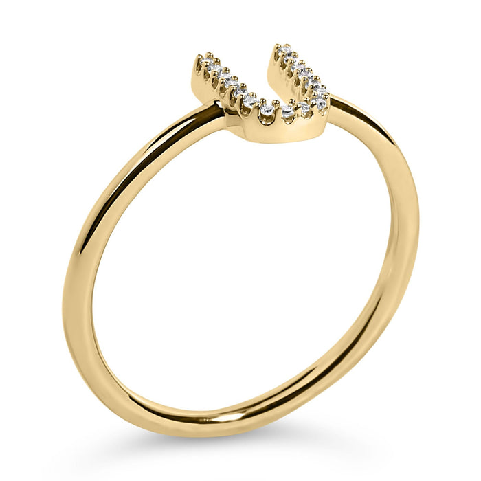 Diamond Accent Initial A-Z Ring in 10K Yellow Gold