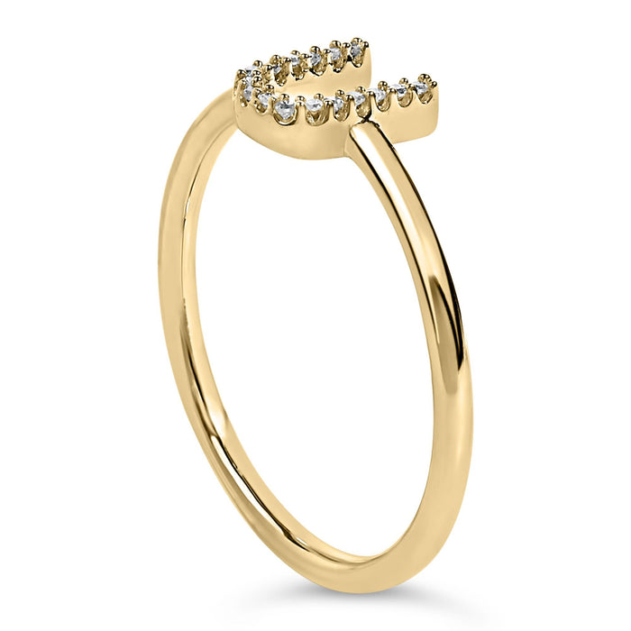 Diamond Accent Initial A-Z Ring in 10K Yellow Gold