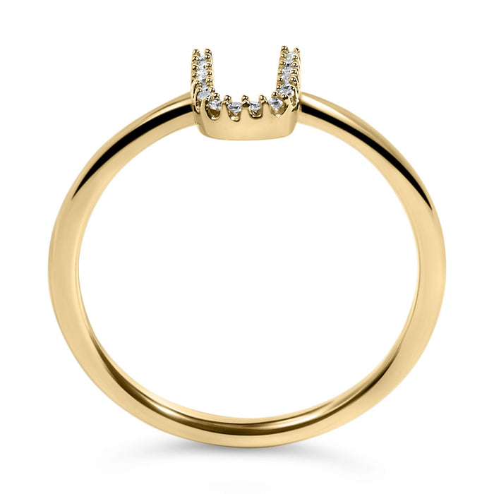 Diamond Accent Initial A-Z Ring in 10K Yellow Gold