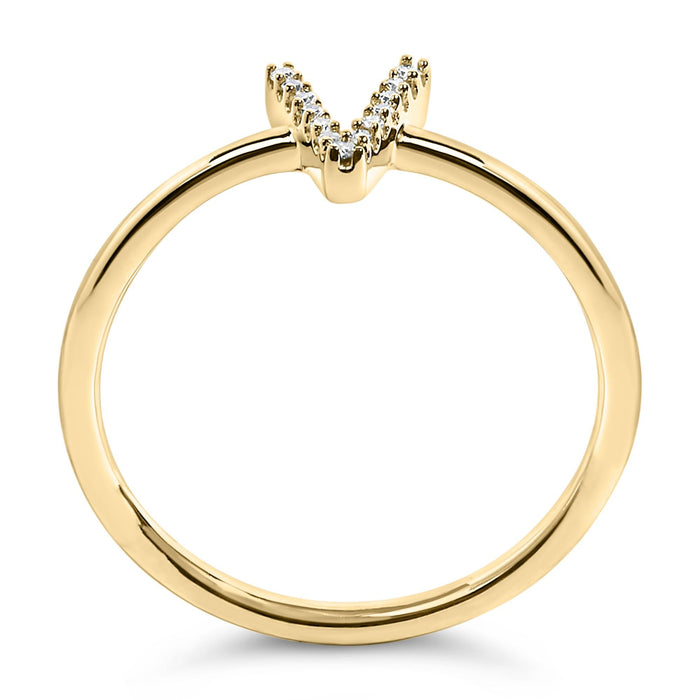 Diamond Accent Initial A-Z Ring in 10K Yellow Gold