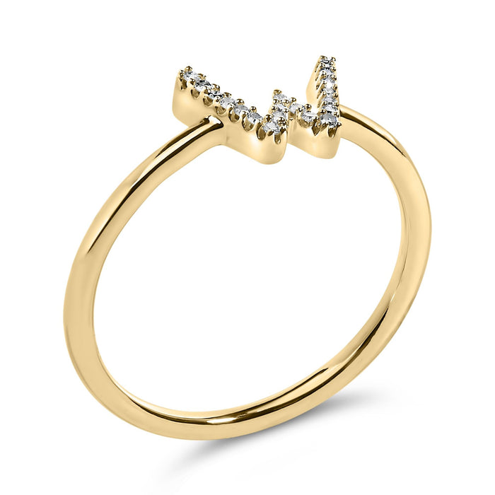Diamond Accent Initial A-Z Ring in 10K Yellow Gold