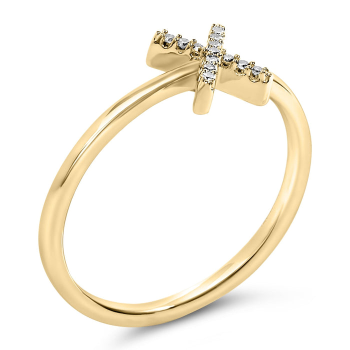 Diamond Accent Initial A-Z Ring in 10K Yellow Gold