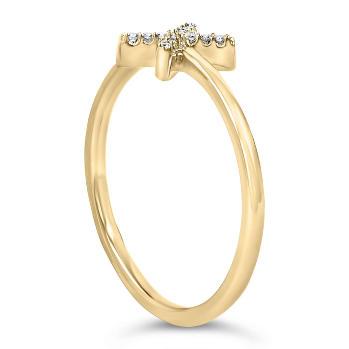 Diamond Accent Initial A-Z Ring in 10K Yellow Gold