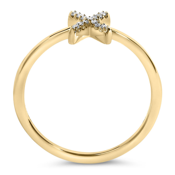 Diamond Accent Initial A-Z Ring in 10K Yellow Gold