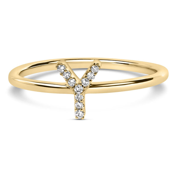 Diamond Accent Initial A-Z Ring in 10K Yellow Gold, photo 2