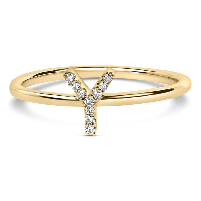Diamond Accent Initial A-Z Ring in 10K Yellow Gold, photo 2