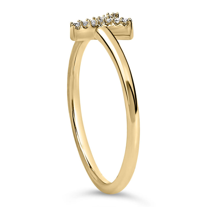 Diamond Accent Initial A-Z Ring in 10K Yellow Gold