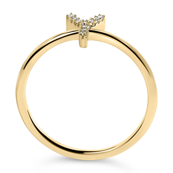Diamond Accent Initial A-Z Ring in 10K Yellow Gold