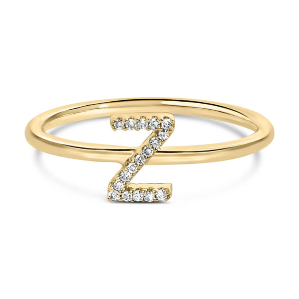 Diamond Accent Initial A-Z Ring in 10K Yellow Gold, photo 1