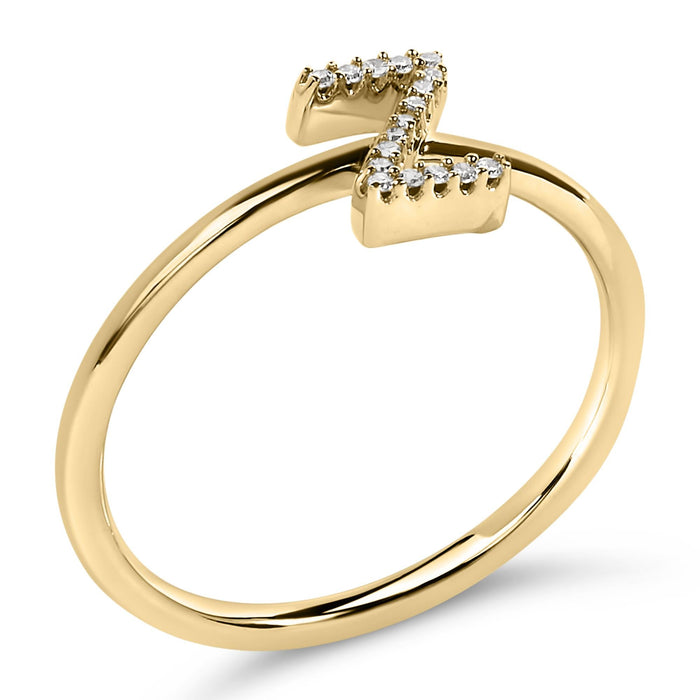 Diamond Accent Initial A-Z Ring in 10K Yellow Gold