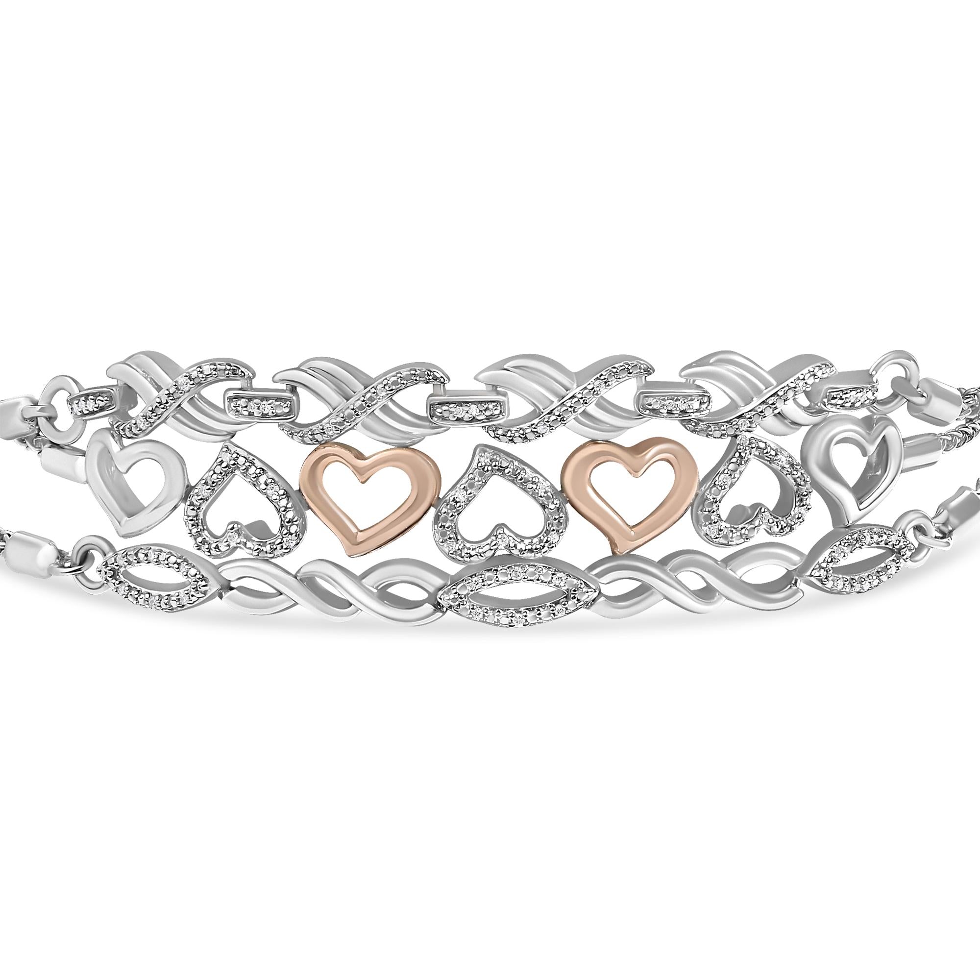 Conjunto de pulseras bolo ajustables de 3 piezas con detalle de diamante en plata de ley, foto 1